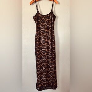 Black Lace Overlay Maxi Dress - Unbranded